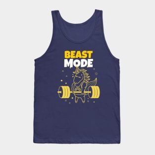 Beast Mode On - Unicorn Workout - Motivational Gym Quote Tank Top